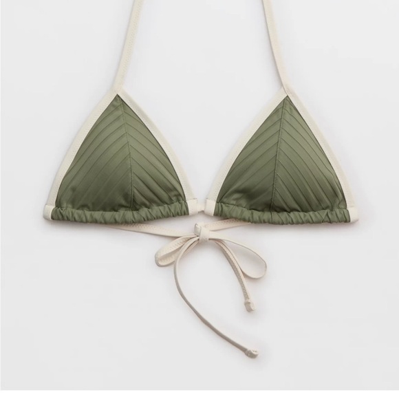 Aerie Wide Rib String Triangle Bikini Top NWT Medium - Picture 2 of 7